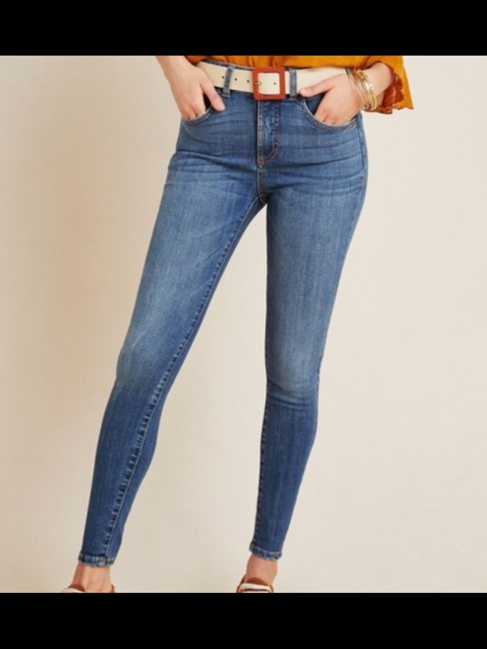 Pilcro Anthropologie High-Rise Skinny Jeggings in Blue Wash